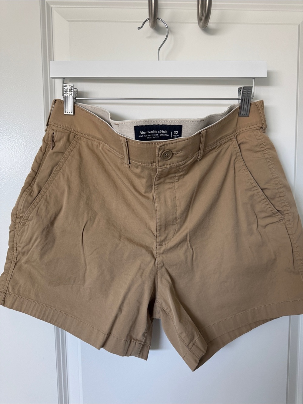 Abercrombie & Fitch Khaki Mid-Rise Cotton Shorts